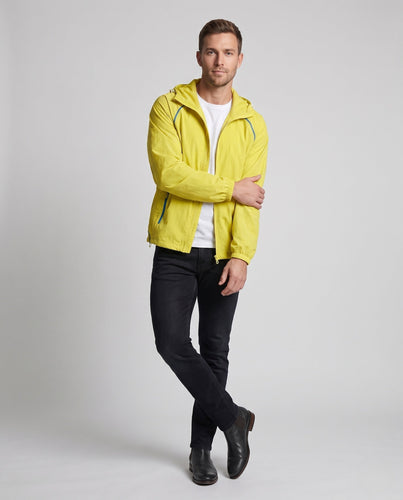 Leichte Herren-Hooded Windbreaker aus Tech Ripstop mit Kontrastpaspelierung, Kordelzug & Reißverschluss-Taschen Echoarchiv