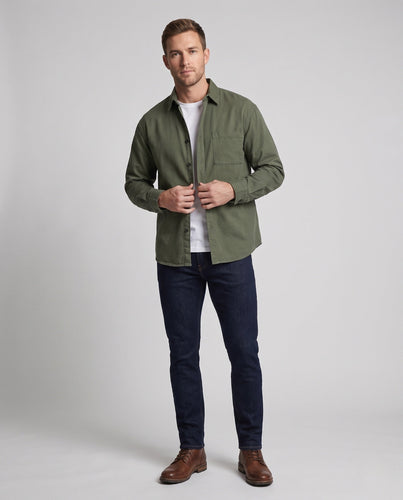 Herren locker sitzende Overshirt-Jacke aus Baumwollmischung mit Brusttasche & durchgehendem Knopfverschluss Echoarchiv