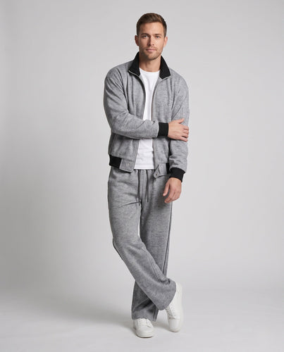 Herren Oversized Bomberjacke mit Reißverschluss & lockeren Kordelzug Jogginghosen Echoarchiv