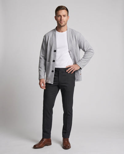 Herren Oversize Cardigan aus Waffelstrick mit V-Ausschnitt, aufgesetzten Taschen & boxy Silhouette Echoarchiv