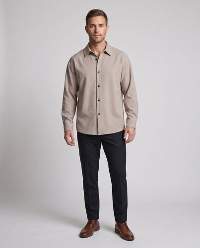 Herren Oversized-Shirt im Leinen-Look mit kastigem Schnitt, verdeckter Knopfleiste und langen Manschetten Echoarchiv