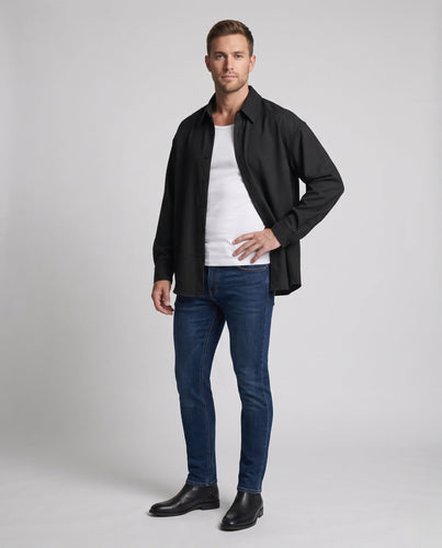 Herren Oversized Hemdjacke im boxy Schnitt aus Baumwollmischung mit durchgehendem Knopfverschluss Echoarchiv