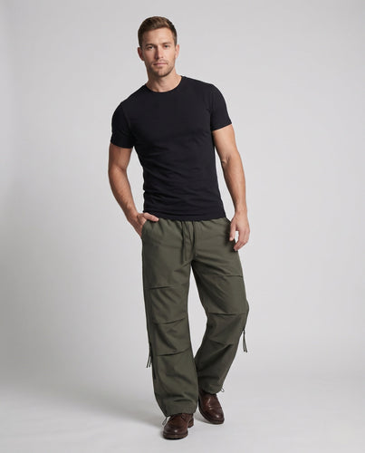 Herren Übergröße Nylon Cargo Baggy Hosen mit elastischem Kordelzugbund, multifunktionalen Taschen & verstellbarem Saum Echoarchiv
