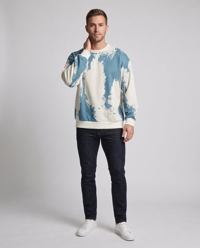 Herren Oversize Sweatshirt mit künstlerischem Sprühdruck & geripptem Saum Echoarchiv