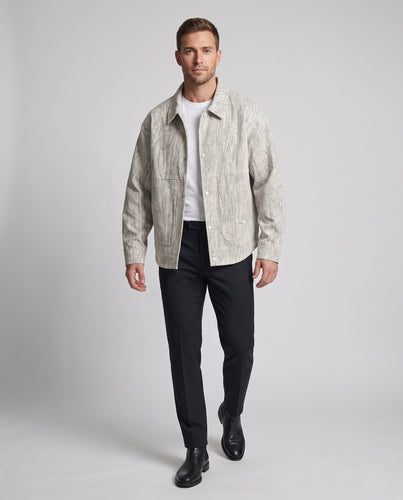 Herren Oversized Übergangsjacke mit Druckknopfverschluss und strukturierter Oberfläche Echoarchiv