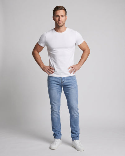 Herren Slim-Fit Denim-Jeans mit leichter Used-Waschung und geradem Bein Echoarchiv