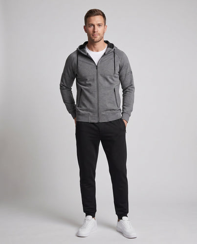 [Herren Sportliches Jogging-Set mit Kapuzen-Zipjacke, wasserabweisender Oberfläche und konischer Jogginghose] Echoarchiv