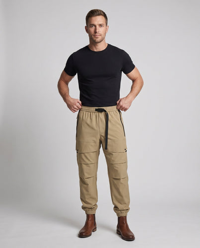 Herren Technische Cargo‑Hose im Outdoor‑Baggy‑Cut mit Mehrfach‑Taschen, Tunnelzug & Elastischem Saum Echoarchiv