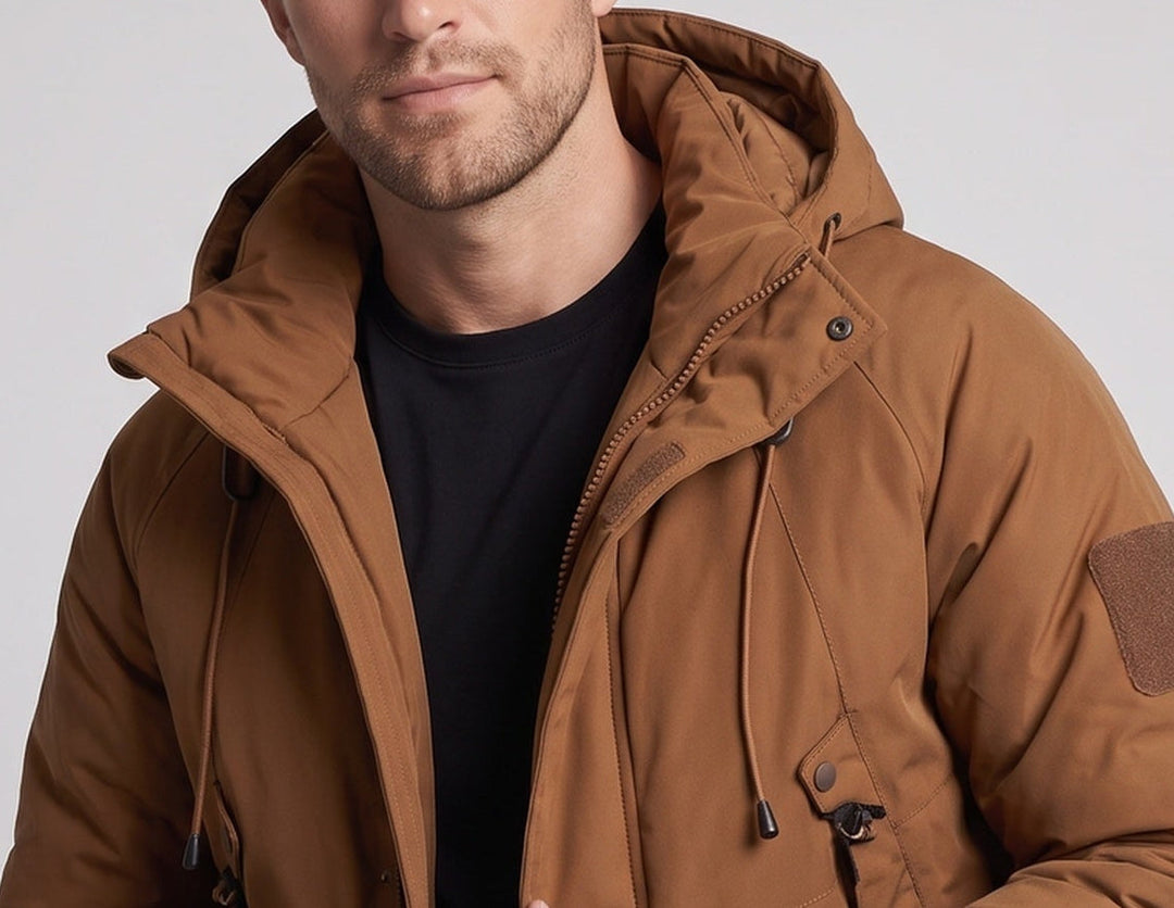 Herren Technischer Kapuzen-Parka mit verlängerter Rückenpartie, Thermo‑Steppung & Multifunktions‑Taschen Echoarchiv