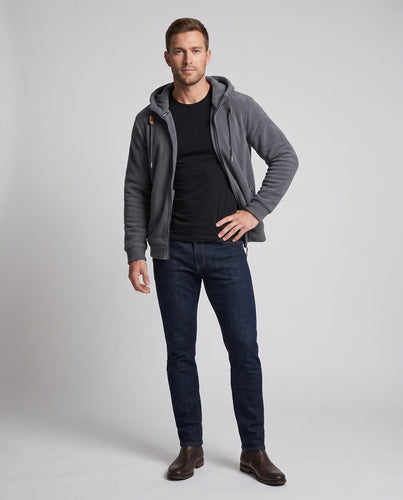 Herren Thermal-Fleece-Hoodie mit Teddy-Innenfutter, Kapuze & verdeckten Reißverschlusstaschen Echoarchiv