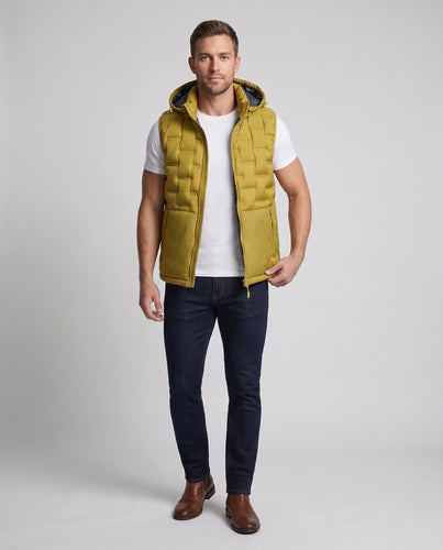 Herren Ultraleichte gesteppte Thermoweste mit Kapuze, Packfunktion & windabweisender Oberfläche Echoarchiv