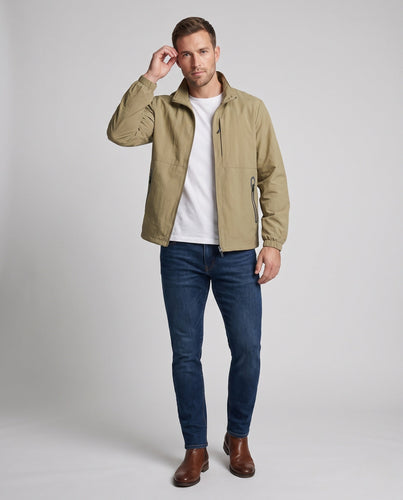Herren Ultraleichte Utility-Fieldjacke mit Stehkragen, Brust‑Zipper & elastischen Bündchen Echoarchiv