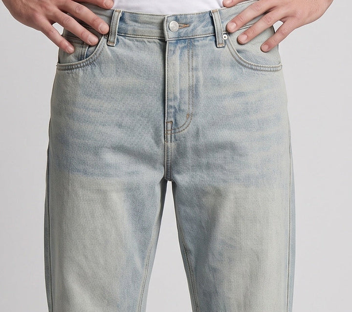Herren Ultraweit geschnittene Denim-Jeans mit ausgewaschener Vintage-Optik Echoarchiv