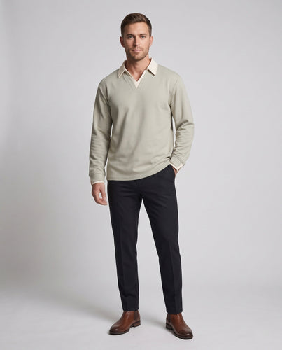 Herren Warmer Thermo-Pullover mit Hemdkragen und V‑Ausschnitt Echoarchiv