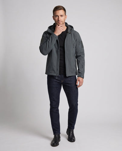 Herren wasserdichte Softshell‑Taktikjacke mit Kapuze und verschweißten Reißverschlüssen Echoarchiv