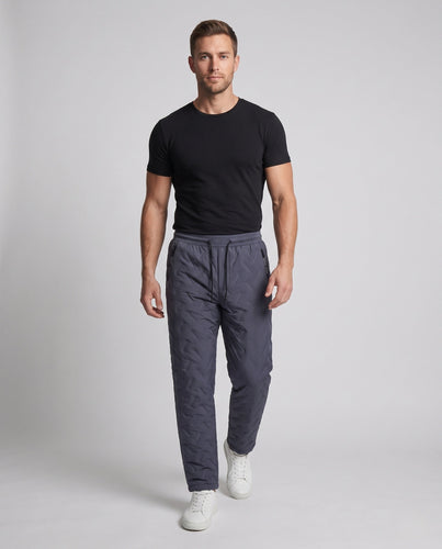Herren wattierte Thermo-Jogginghose mit gesteppter Oberfläche, elastischem Kordelbund & Reißverschlusstaschen Echoarchiv