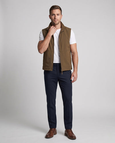 Herren Wattierte Utility-Weste mit Stehkragen, Fleece‑Innenfutter & Zwei‑Wege‑Reißverschluss Echoarchiv