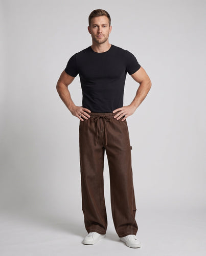 Herren Weite Baggy-Cargo-Hose mit Tunnelzug, Kontrastnähten & Utility-Tasche Echoarchiv