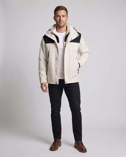 Herren zweilagige Softshell-Allwetterjacke mit herausnehmbarer Fleece-Innenjacke