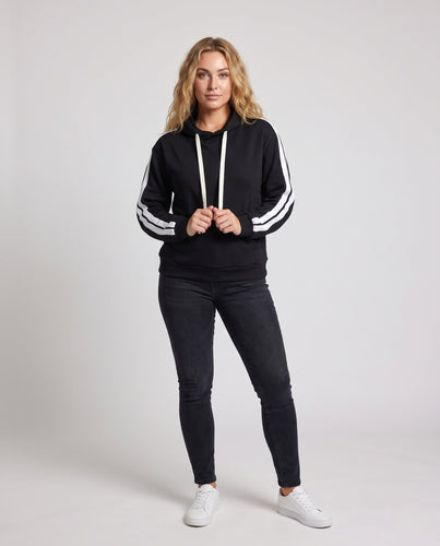 Unisex Oversize Kapuzenpullover mit seitlichen Kontraststreifen und Kängurutasche