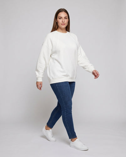 Unisex Oversize-Sweatshirt mit Raglanärmeln und geripptem Saum