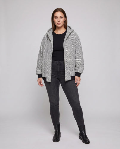 Unisex Oversize Teddy-Fleece-Hoodie mit durchgehendem Reißverschluss und aufgesetzten Eingrifftaschen