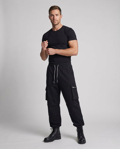 Unisex Weite Utility Cargo-Hose mit elastischem Bund, Kordelzug und mehreren Taschen Echoarchiv