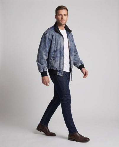 Herren Modische Denim Bomberjacke Echo Archiv