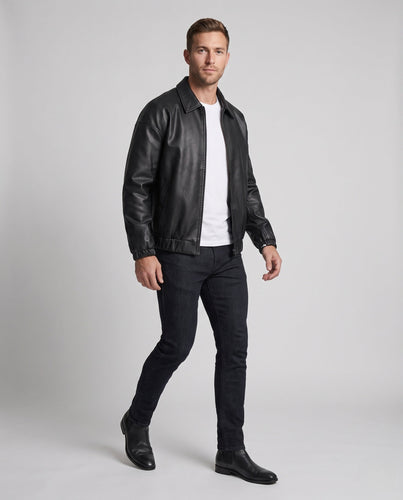Herren Modische Kunstlederjacke mit elastischem Bund Echo Archiv