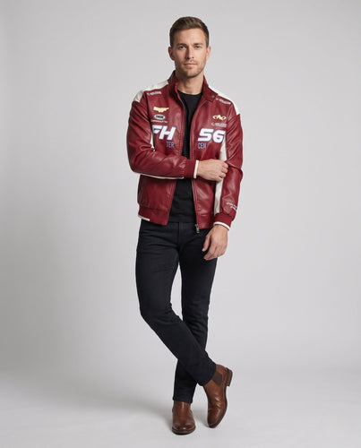 Herren Modische Kunstlederjacke mit praktischen Details Echo Archiv