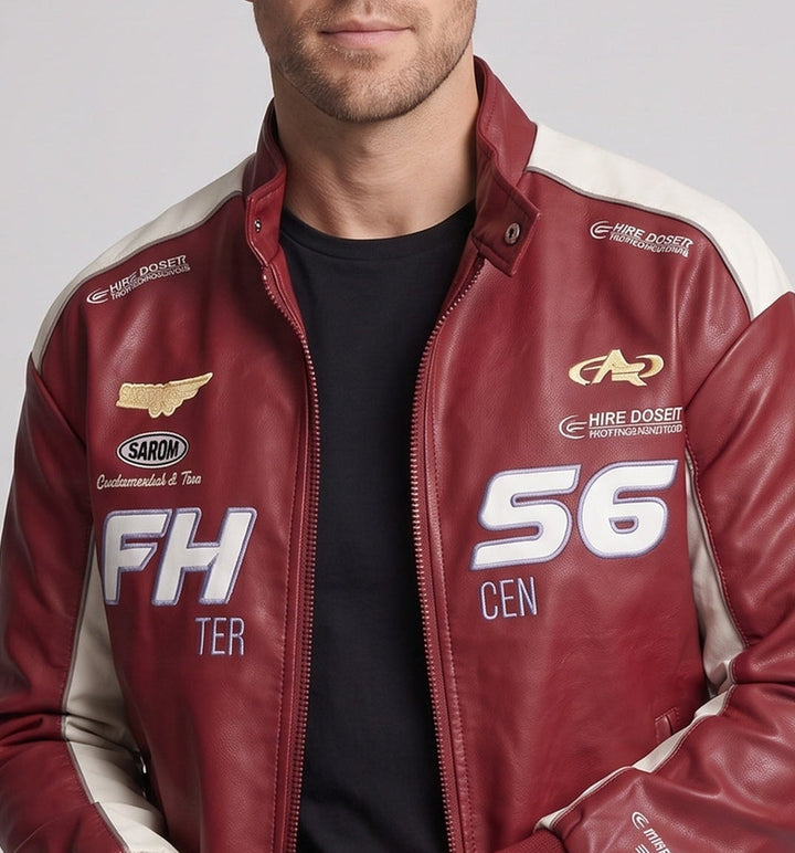 Herren Modische Kunstlederjacke mit praktischen Details Echo Archiv