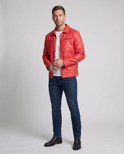 Herren Modische Kunstlederjacke mit praktischen Reißverschluss-Taschen Echo Archiv