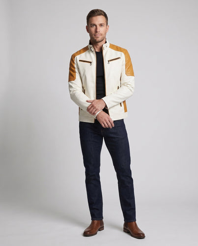 Herren Modische Kunstlederjacke mit Steppdetails Echo Archiv 1788322039