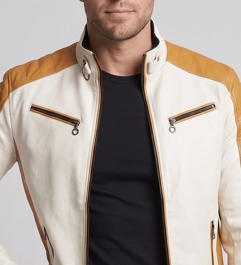 Herren Modische Kunstlederjacke mit Steppdetails Echo Archiv 1788322039