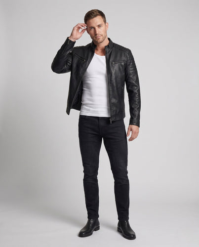 Herren Modische Kunstlederjacke mit Steppdetails Echo Archiv 1788322149