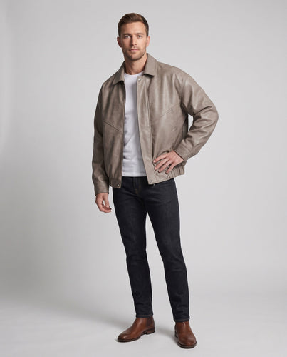Herren Modische Lederjacke mit Stehkragen Echo Archiv 1788321927