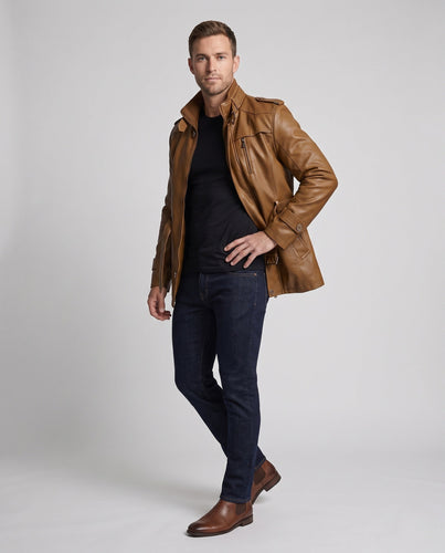 Herren Stilvolle Kunstlederjacke Echo Archiv