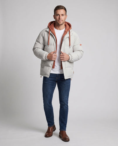 Herren Bequeme Daunenjacke mit Kapuze Echo Archiv