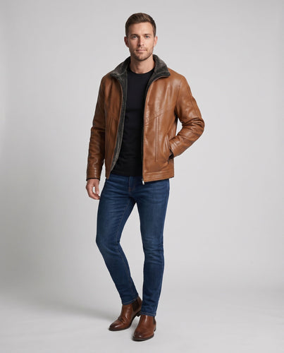 Herren Klassische Lederjacke Echo Archiv
