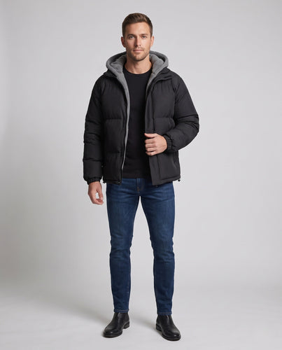 Herren Kuschelige Steppjacke mit Kapuze Echo Archiv