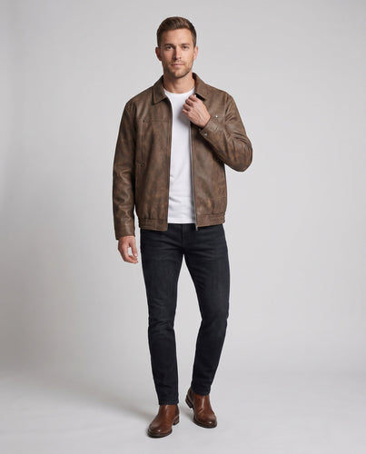 Herren Lässige Lederjacke Echo Archiv