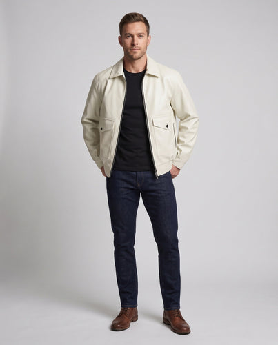Herren Modische Kunstlederjacke mit praktischen Taschen Echo Archiv