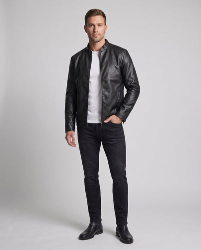 Herren Modische Lederjacke Echo Archiv