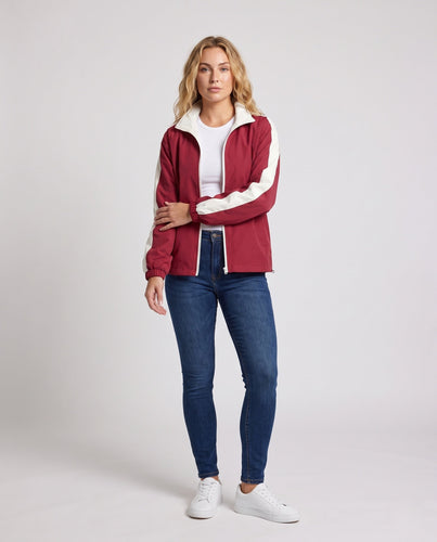 Unisex Wende-Übergrößen-Windbreaker mit Stehkragen, Kontrastdetails und Kordelzugsaum Echoarchiv