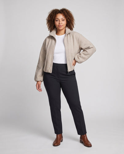 Damen Oversize Kurzjacke aus Wollmix mit hohem Funnelkragen und Ballonärmeln Echoarchiv
