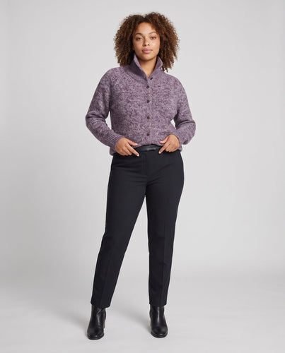 Damen Strickjacke mit hohem Funnelkragen und durchgehender Knopfleiste Echoarchiv