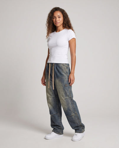 Damen Bequeme Jeans mit Elastischem Bund und Taschen Echoarchiv