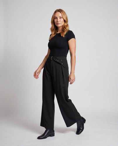 Damen Elegante Schlaghose mit Gürtel Echoarchiv