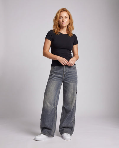 Damen Casual Weite Denim Hose Echoarchiv