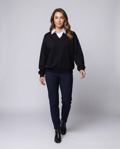 Damen Freizeit- und eleganter Sweatshirt mit Hemdkragen Echoarchiv